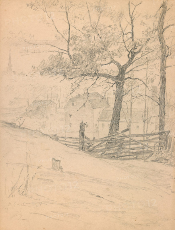 Study for The Old Mills at Brookville, 1900. Creator: John Ottis Adams.