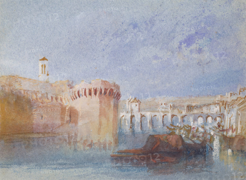 Angers: The Walls of the Doutre with the Tower of the Church of La Trinité, about 1826. Creator: JMW Turner.
