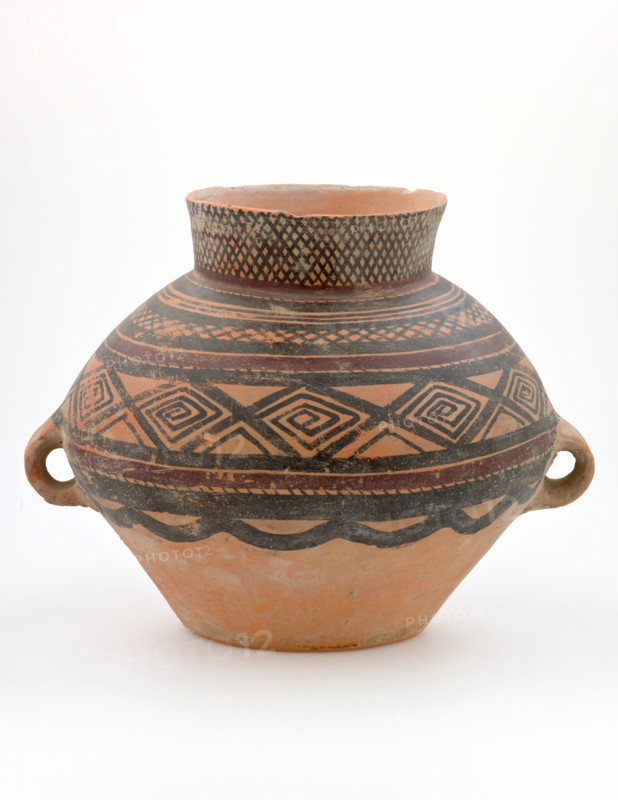 Wide mouth storage jar with bands and lozenge-spiral design, about 2200-2000 B.C.E.. Creator: Unknown.