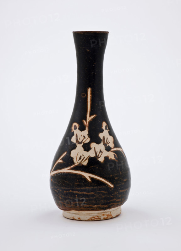 Bottle with reserve plum design, 1200s. Creator: Unknown.