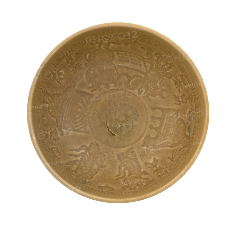 Bowl with figures and inscriptions, about 1300. Creator: Unknown.