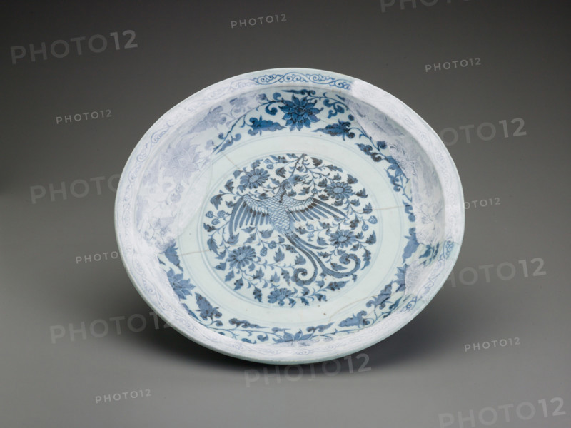 Platter fragment with phoenix design, 1350-1368. Creator: Unknown.