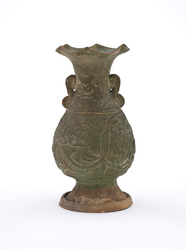 Vase with fluted mouth and molded floral design, early 1200s. Creator: Unknown.