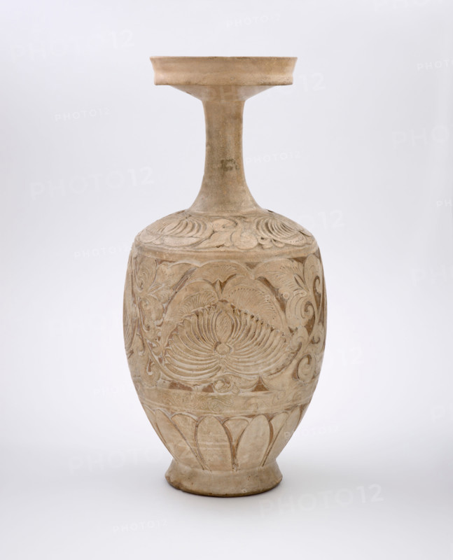 Vase with carved peony scrolls, about 1000. Creator: Unknown.