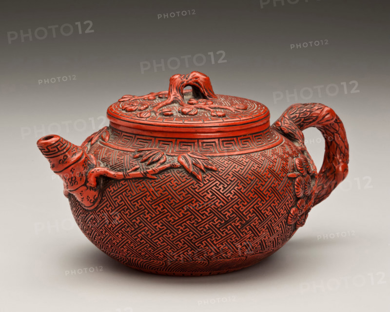 Teapot with plum and bamboo design, 1800s. Creator: Unknown.