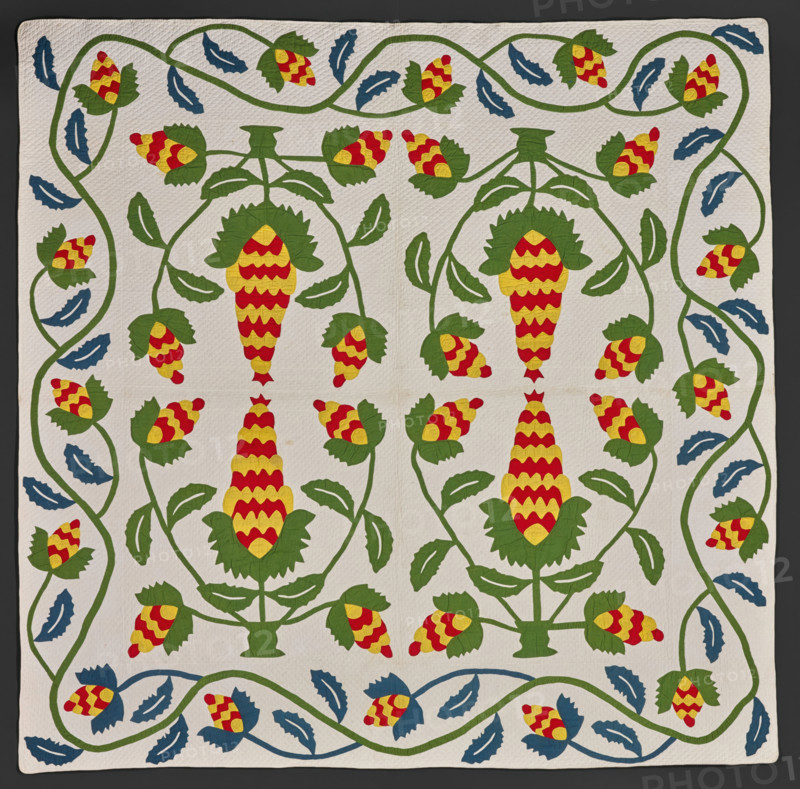 Quilt (Pineapple), about 1850. Creator: Unknown.
