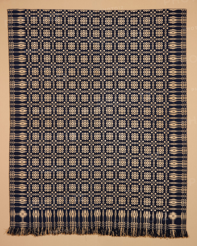 Bed Cover (Overshot Coverlet), about 1800-1850. Creator: Unknown.