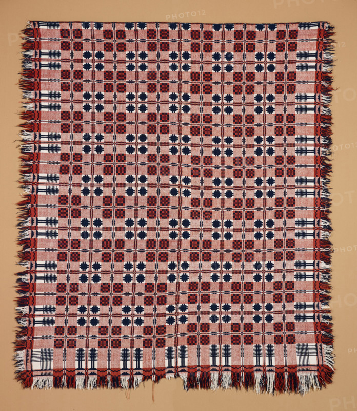 Bed Cover (Overshot Coverlet), 1825-1850. Creator: Unknown.