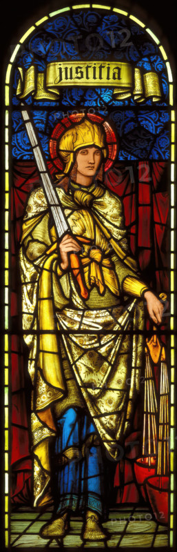 Justitia (Justice), 1894-1895. Creators: Sir Edward Coley Burne-Jones, Morris & Co.