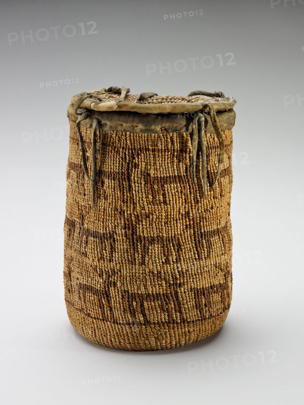 Lidded container with deer ('Sally bag'), 1875-1900. Creator: Unknown.