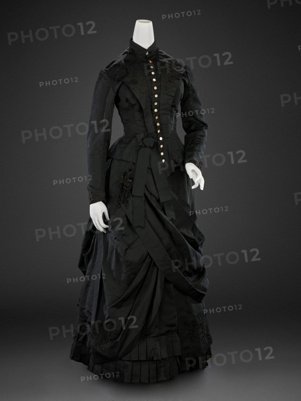 Dress (Bodice, Skirt; possibly for mourning), about 1885. Creator: Unknown.