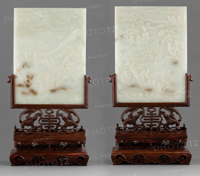Pair of table screens, 19th century. Creator: Unknown.