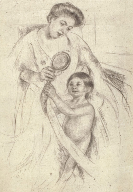 Looking Into A Hand Mirror #3, about 1905. Creator: Mary Cassatt.