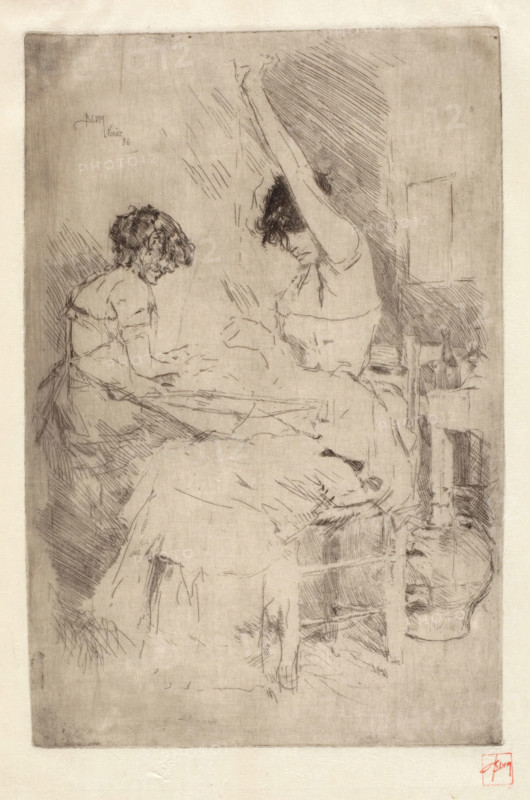 Bead Stringers, Venice, 1886. Creator: Robert Frederick Blum.