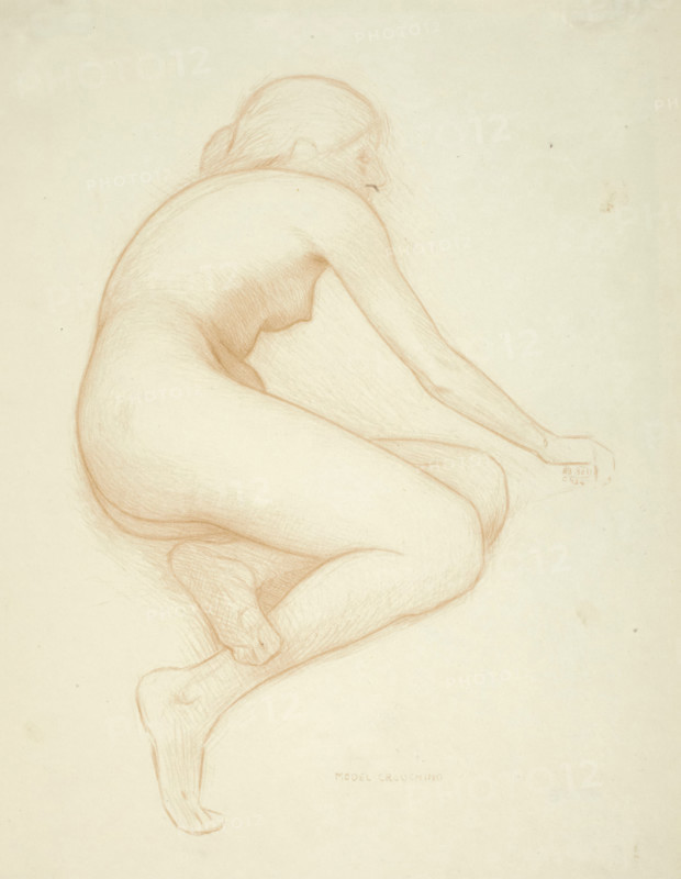 Model Crouching, 1923. Creator: Bolton Coit Brown.