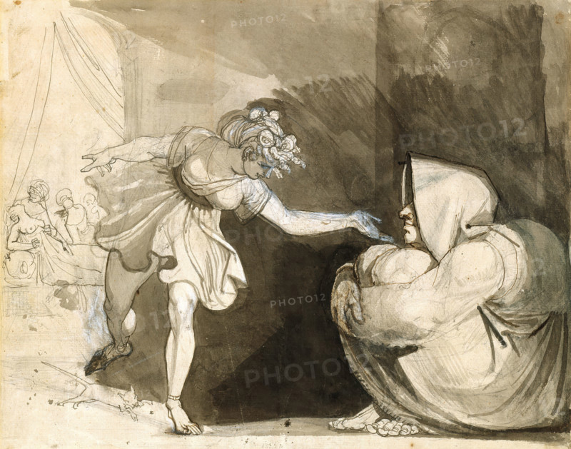 Galanthis Outwits Eileithyia by Announcing the Birth of Heracles / Portrait of Mrs..., 1791. Creator: Henry Fuseli.