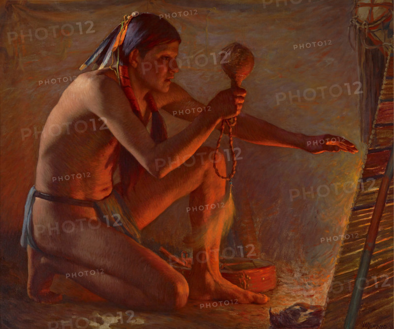 Firelight (Francisco Martinez), 1913. Creator: Joseph H. Sharp.