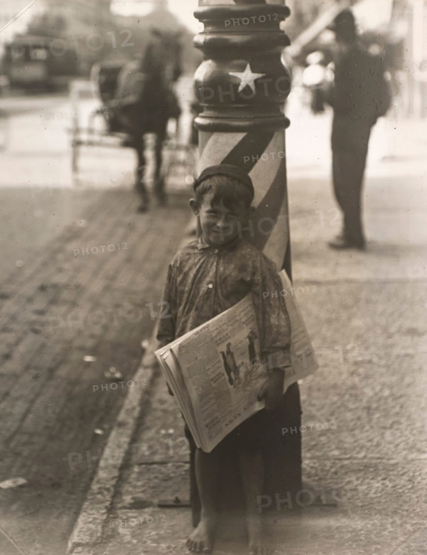 A Little "Shaver," Indianapolis Newsboy, 41 inches high.., about 1920. Creator: Lewis Wickes Hine.