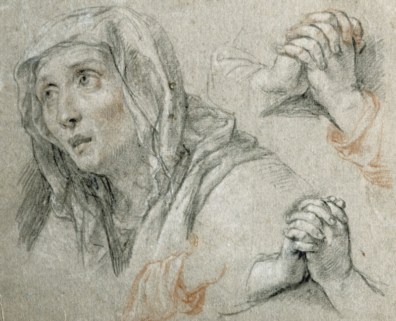 Studies for the Figure of the Virgin, about 1700. Creator: Antoine Coypel.