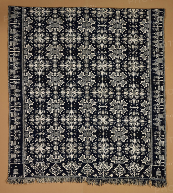 Bed Cover (Jacquard Coverlet), 1847. Creator: Charles Adolph.
