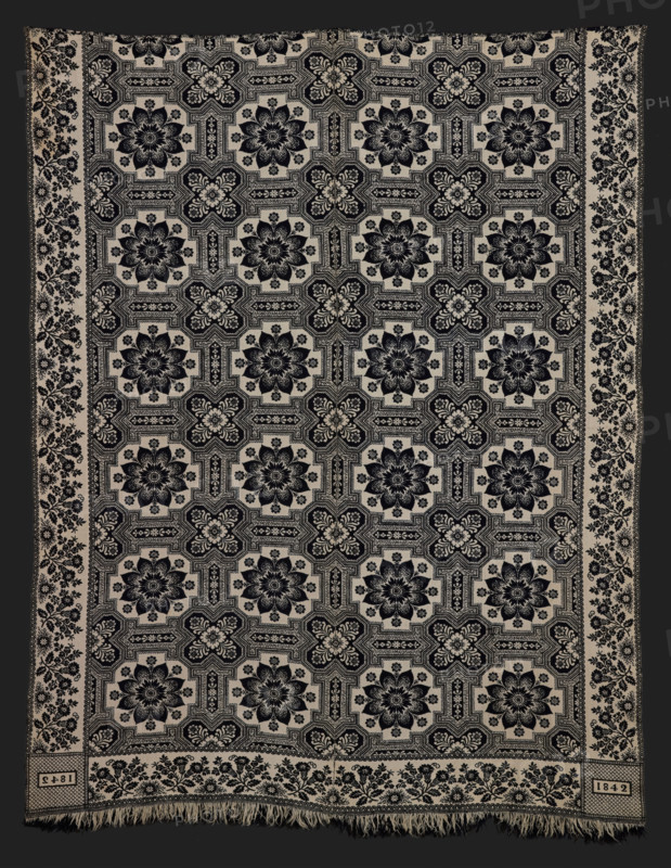 Bed Cover (Jacquard Coverlet), 1842. Creator: Cockefair Mill.