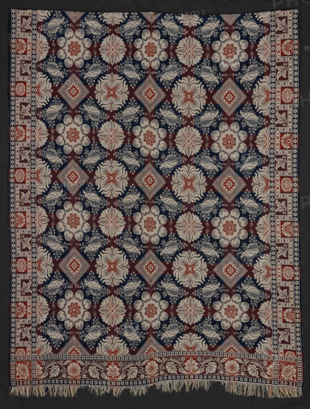 Bed Cover (Jacquard Coverlet), 1846. Creators: John LaTourette, Sarah LaTourette.