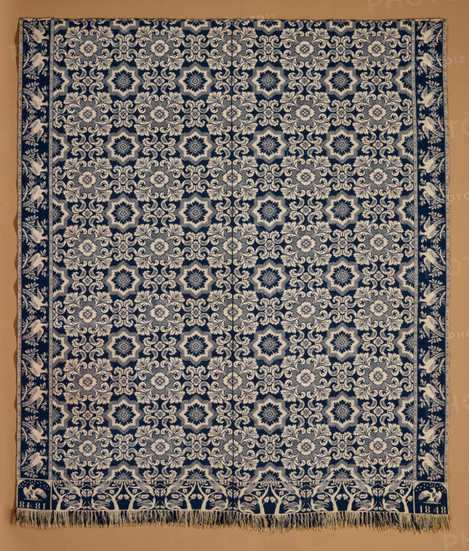 Bed Cover (Jacquard Coverlet), 1848. Creator: Matthew Rattray.