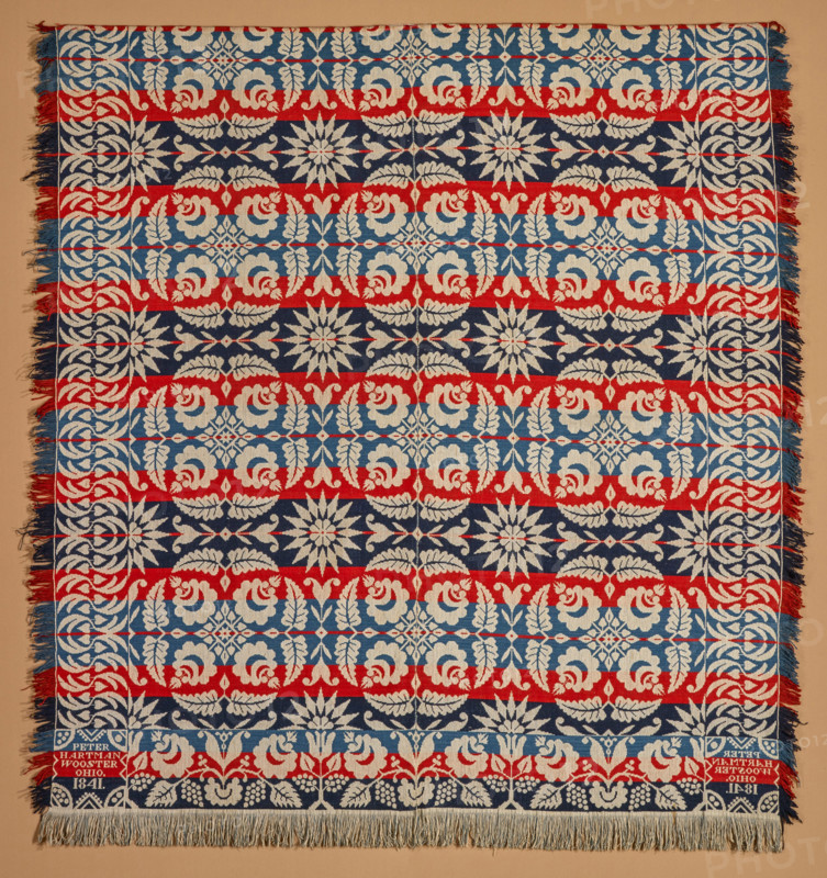 Bed Cover (Jacquard Coverlet), 1841. Creator: Peter Hartman.