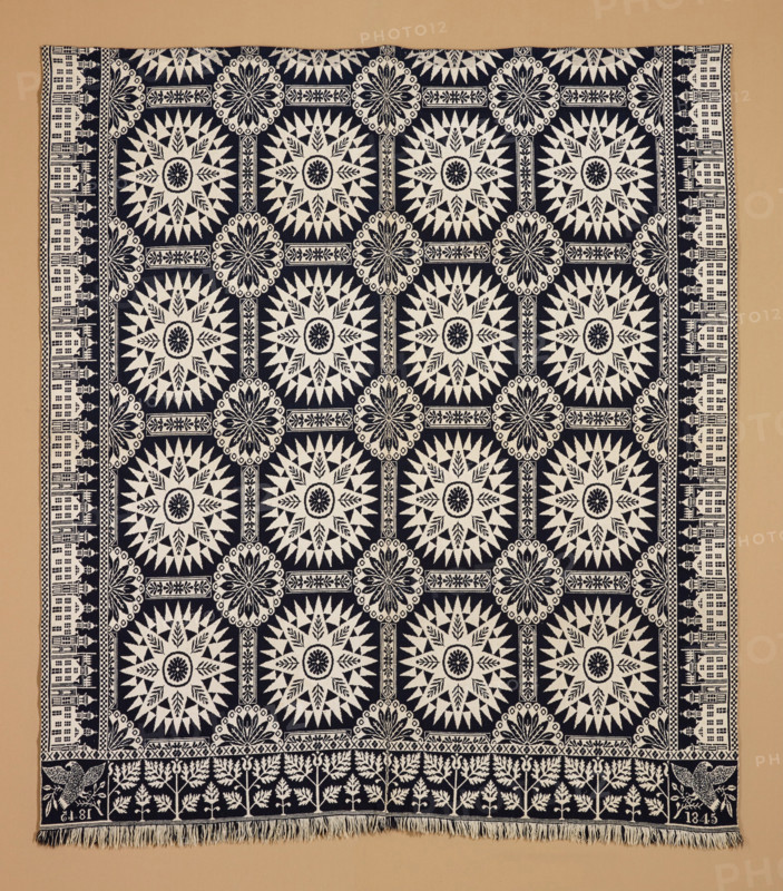 Bed Cover (Jacquard Coverlet), 1845. Creator: Samuel Graham.