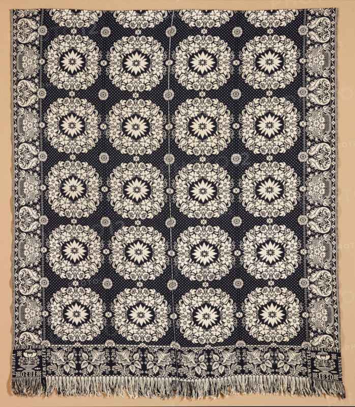 Bed Cover (Jacquard Coverlet), 1850. Creator: Samuel Graham.