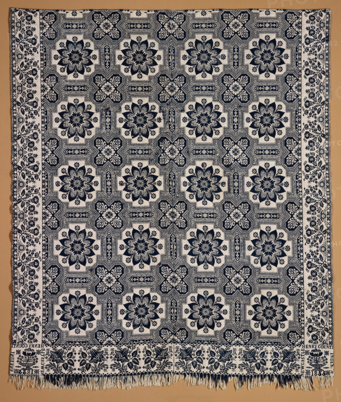 Bed Cover (Jacquard Coverlet), 1855. Creator: Samuel Graham.