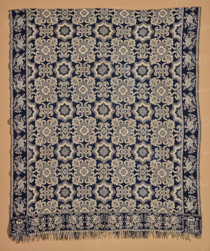 Bed Cover (Jacquard Coverlet), 1855. Creator: Samuel Graham.