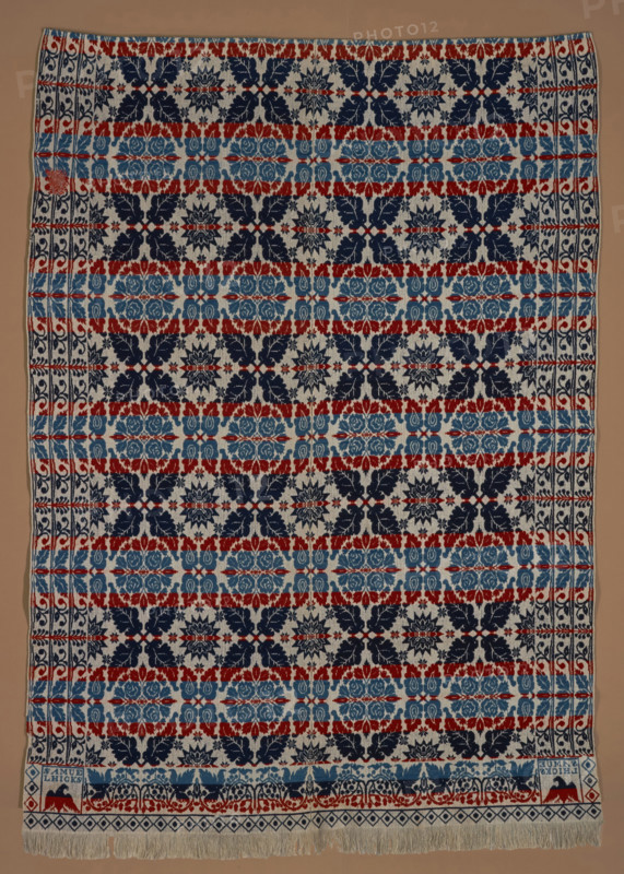 Bed Cover (Jacquard Coverlet), about 1850. Creator: Samuel Hicks.