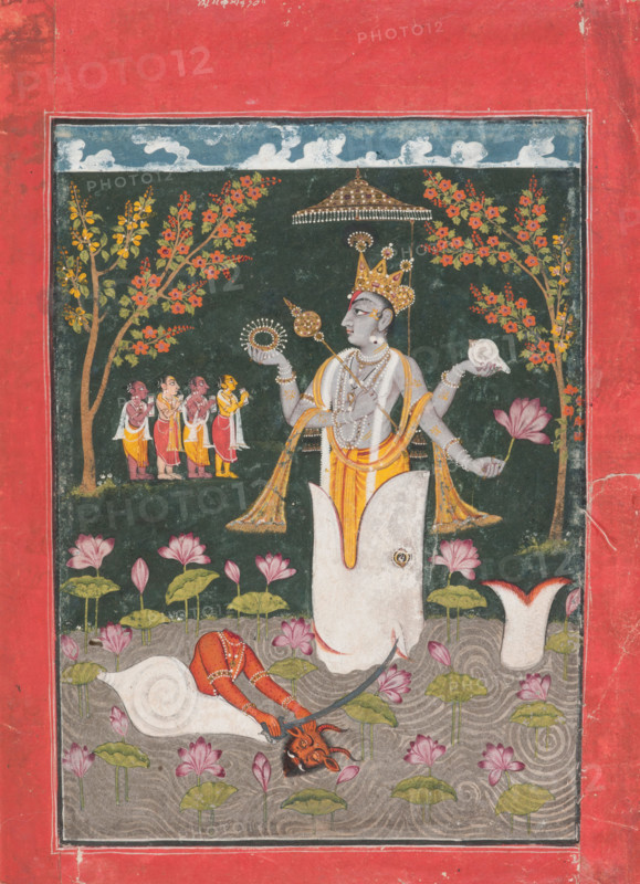 Matsya Avatar of Vishnu: The Slaying of Sankh asura, 1730-1740. Creator: Unknown.
