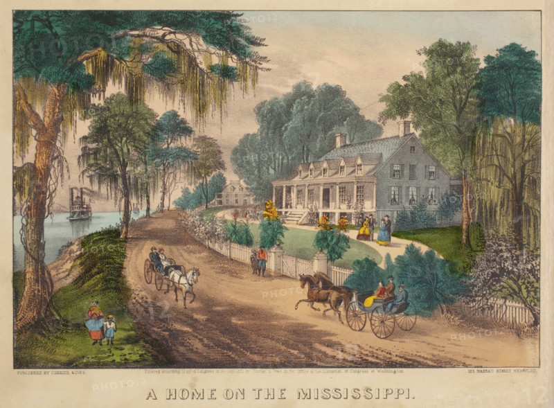 A Home on the Mississippi, 1871. Creators: Nathaniel Currier, James Merritt Ives.