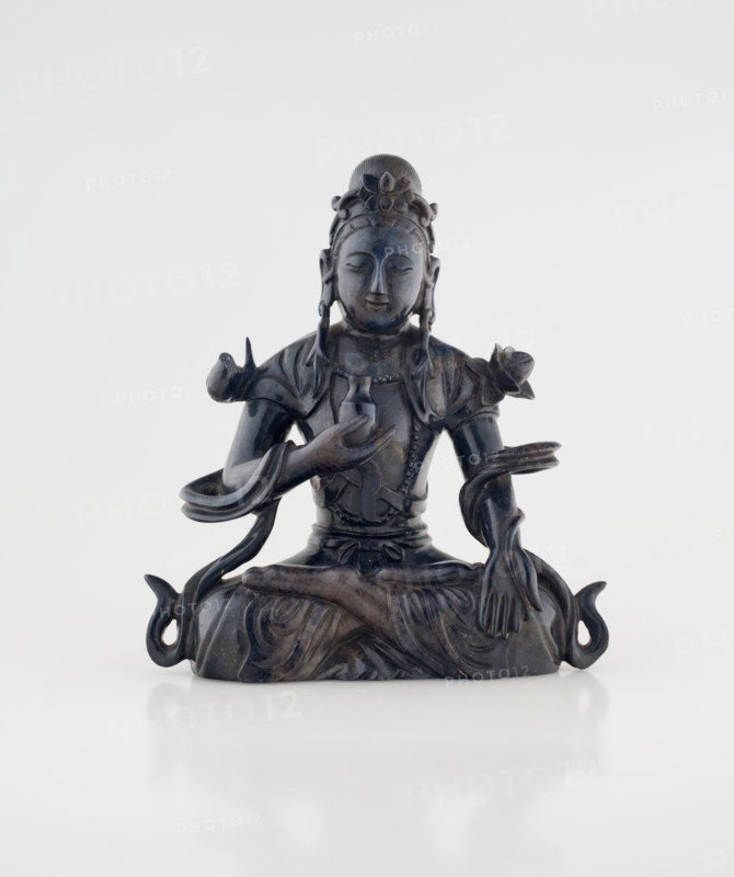 Guanyin with wood base, 1644-1912. Creator: Unknown.