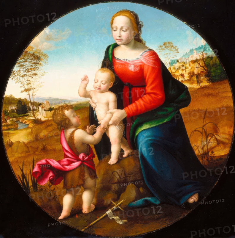 Madonna and Child with the Infant Saint John the Baptist, about 1500. Creators: Giuliano Bugiardini, Franciabigio.
