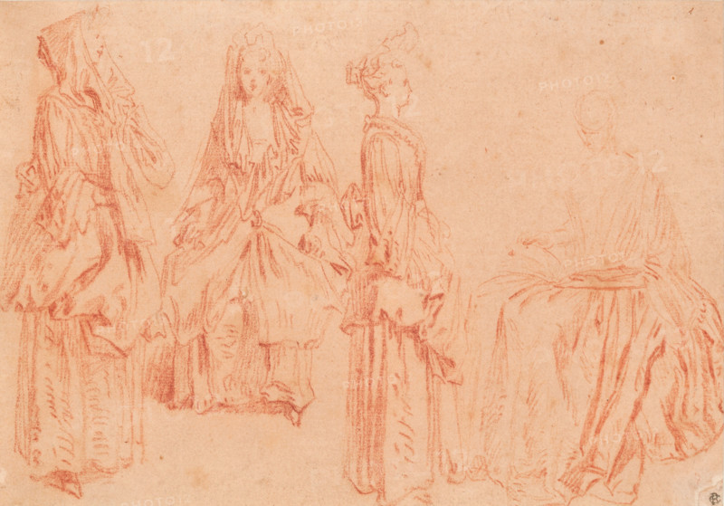 Four Ladies, about 1710. Creator: Jean-Antoine Watteau.