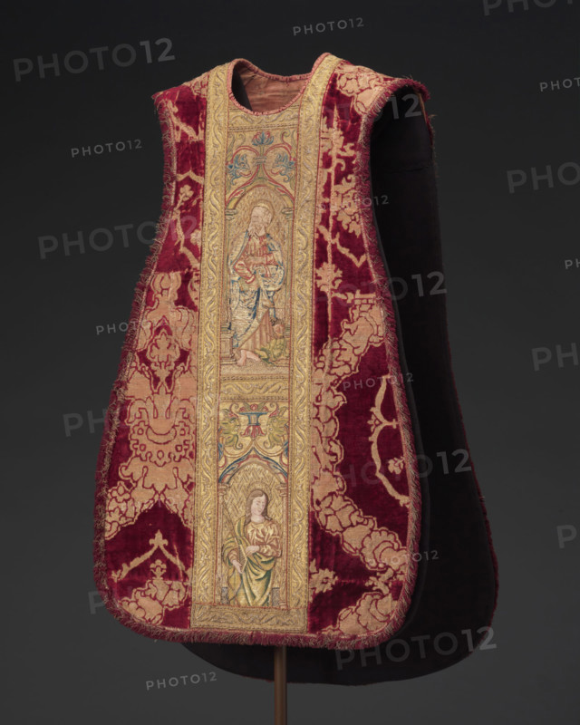 Chasuble, 18th century; (velvet) about 1475; (ophreys) 1500-1550. Creator: Unknown.
