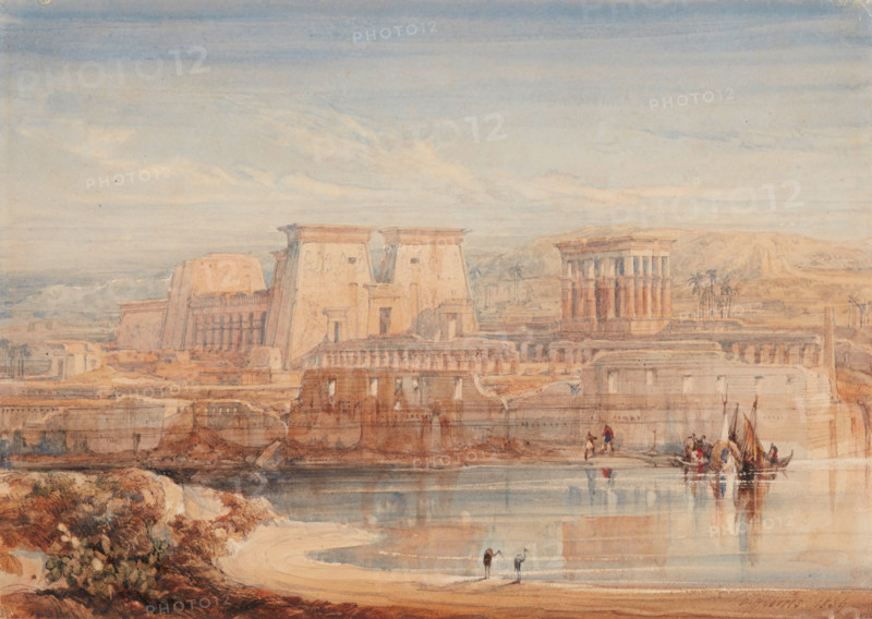 Philae: A View of the Temples from the South, 1839. Creator: David Roberts.