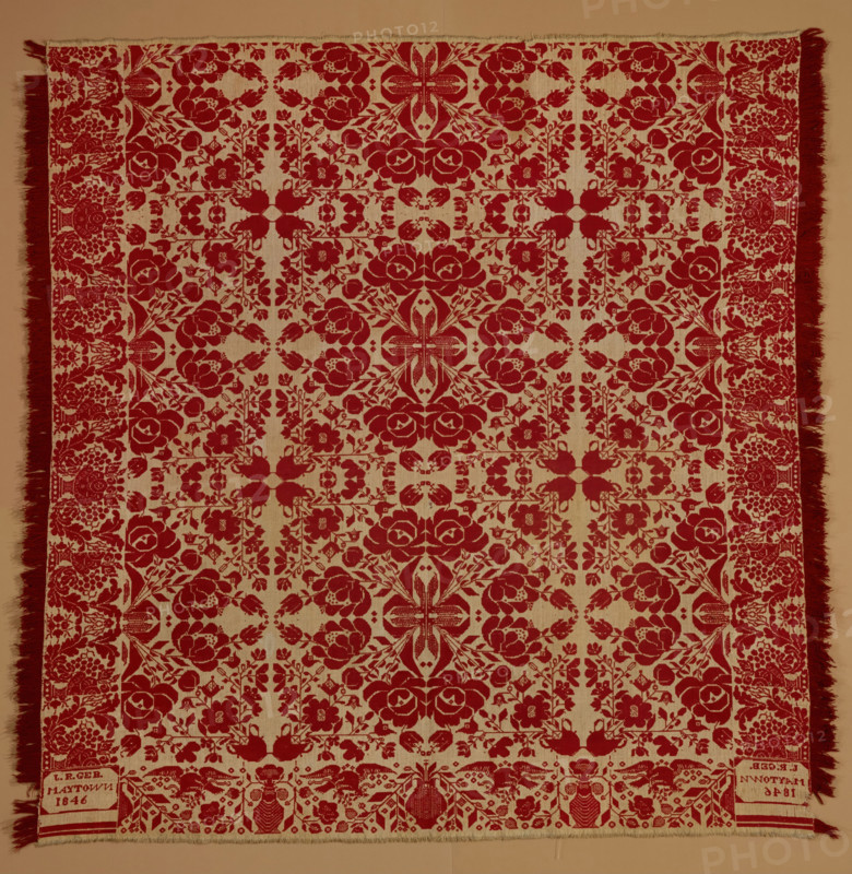 Bed Cover (Jacquard Coverlet), 1846. Creator: John R. Gebhart.