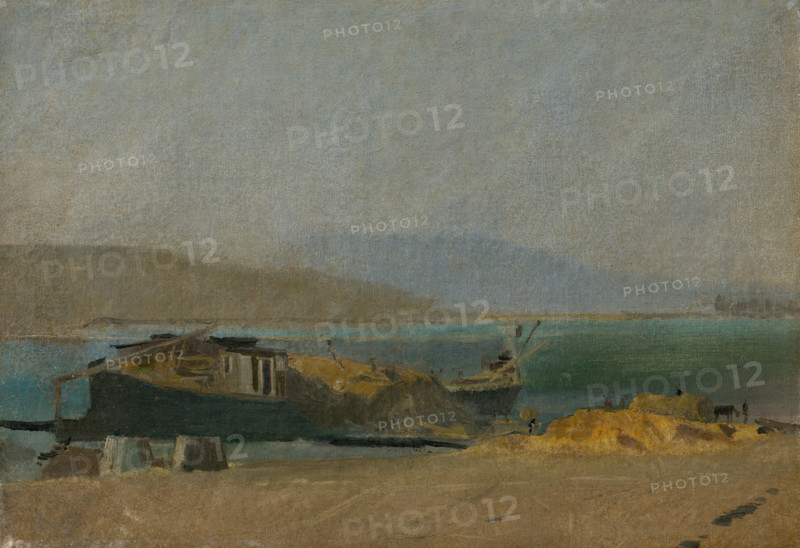 Cargo Ship on the Danube Riverbank, 1880-1900. Creator: Ladislav Mednyanszky.