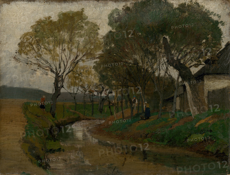 Brook behind the Barn. On the Bank, 1873 - 1875. Creator: Ladislav Mednyanszky.