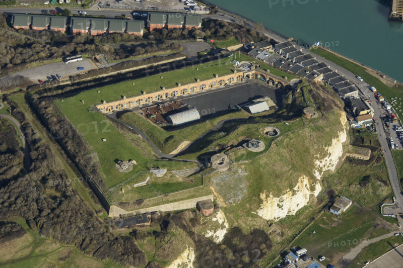 Remains of a twentieth century coastal battery at the site of Newhaven Fort, East Sussex, 2022. Creator: Damian Grady.