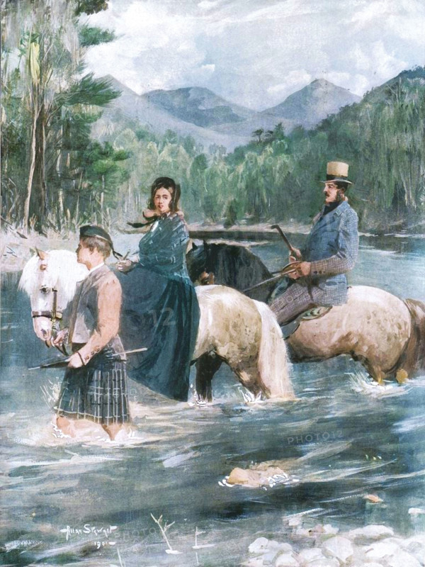 ...'Her Majesty and the Prince Consort fording the Garry, September 25, 1844', (1901).  Creator: Allan Stewart.