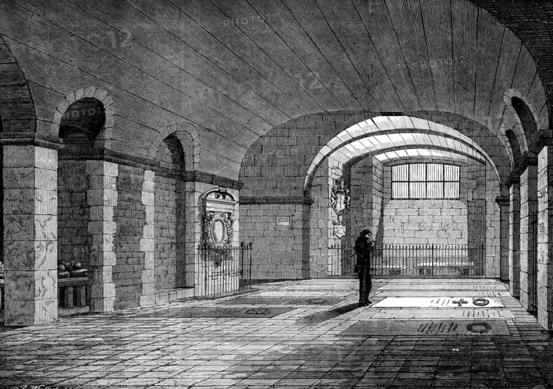 The Artists' Corner in the Crypt of St. Paul's: the grave of Landseer, 1873. Creator: Unknown.