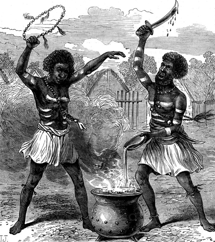 Ashantee Sketches: priests or magicians invoking the national deities, 1873. Creator: Unknown.