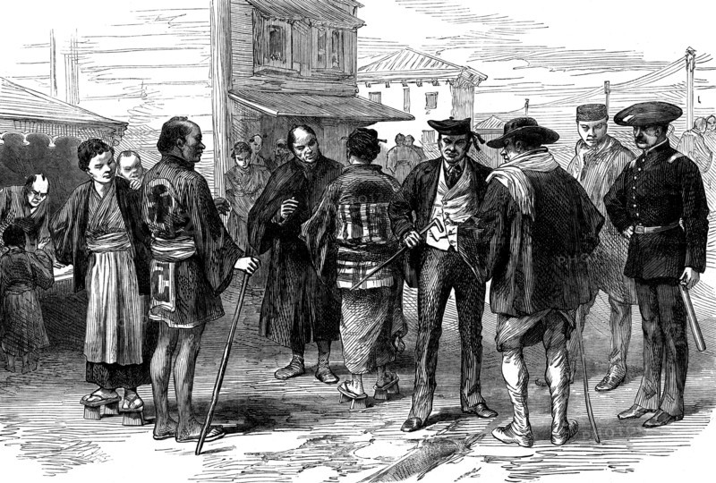 Sketches in Japan, by our special artist: the old and the new, or change of costume in Japan, 1873. Creator: Unknown.