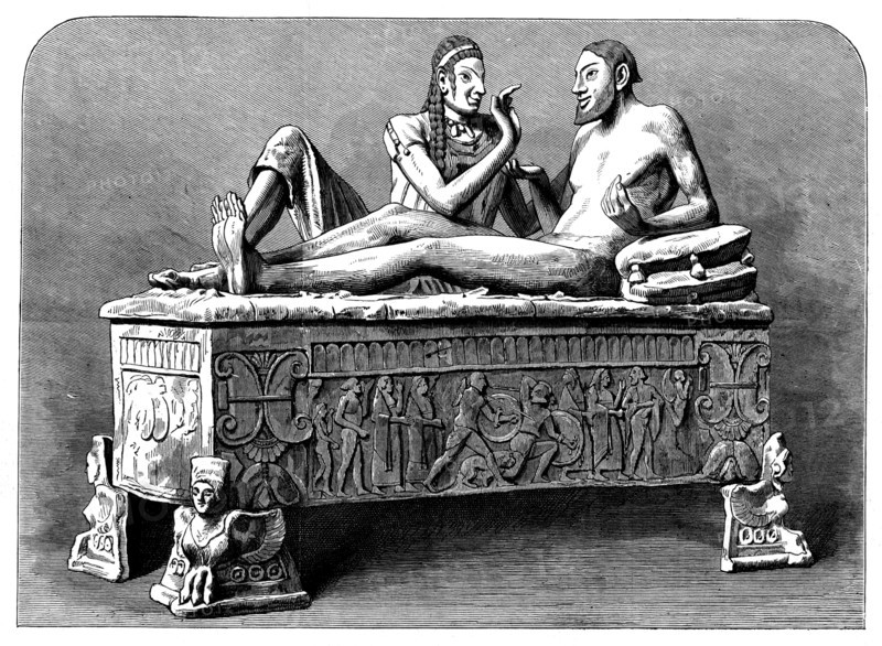 The Castellani Collection in the British Museum - Etruscan sarcophagus, 1873. Creator: Unknown.