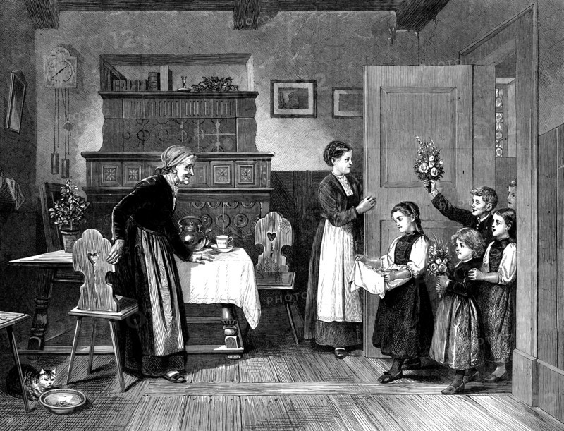 Grandmother's Birthday, by Salentin, from a photograph by the Berlin Photographic Company, 1873. Creator: Unknown.